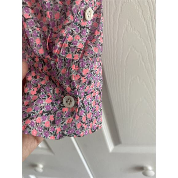 J crew Womens 0‎ Pink Purple Micro Flroal Long Sleeve Cottagecore Corp Fem - Picture 6 of 7